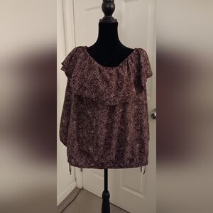 Michael Kors Off Shoulder Long Sleeve Paisley Peasant Top Women's Size 1X NWT